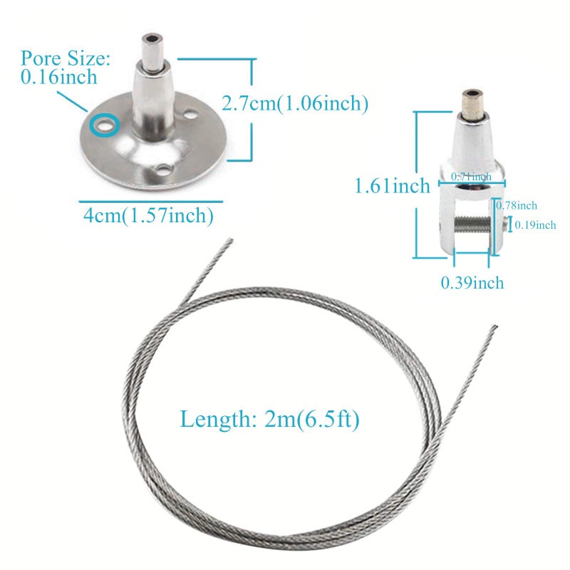 OTTFF 4 Pack 6.5 ft x 2 mm Ceiling Sign Hanger Wire, Stainless Steel Adjustable Suspension Cable for Hanging Picture, Advertising Arcylic Board, LED Light, 66 lb Load - Image 4